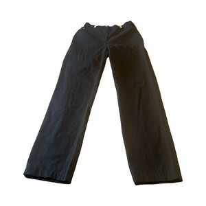 St. John Sport Marie Gray Black Cotton Stretch Straight Leg Pants Gold Logo Sz 4